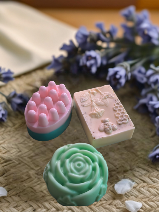 3Pack Natural Handmade Soap (Apple fresh, Strawberry. Oatmeal)